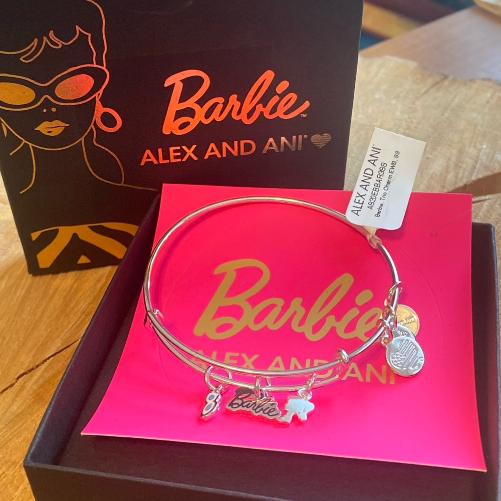 Alex and Ani BARBIE "TRIO CHARM" Silver Adjustable Bracelet